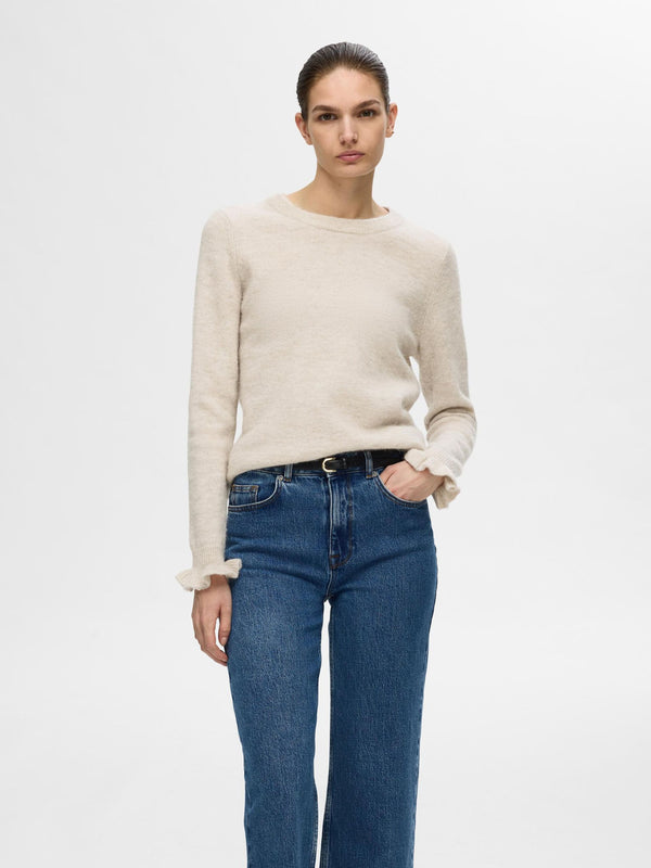 Selected Femme Knit Frill Cuff O-neck